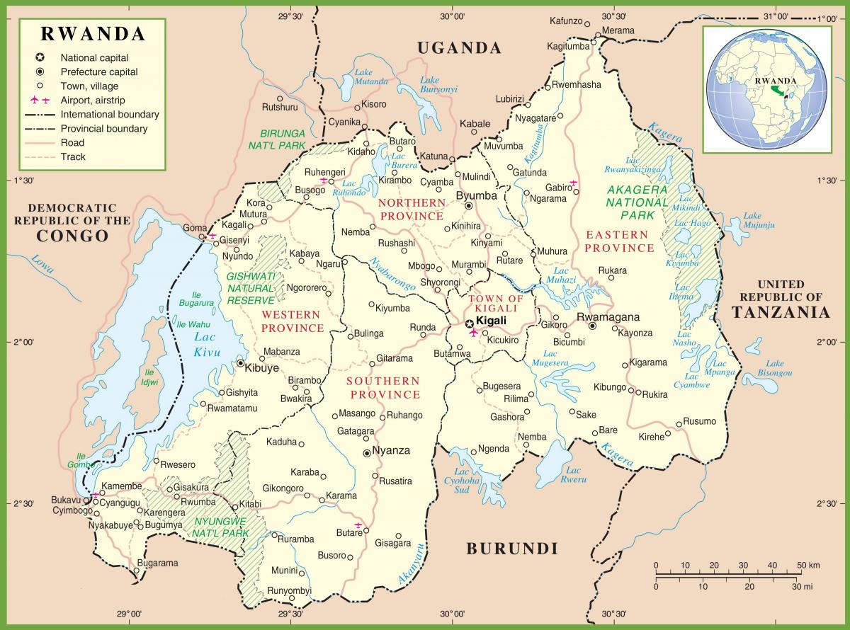 Ruanda haritası siyasi